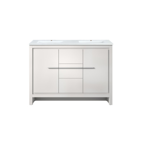 Lexora Lafarre 48 inch W x 20 in D White Double Sink Vanity Cabinet and White Quartz Top - LVLF48DW200