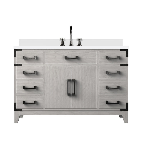 Lexora Laurel 48 inch W White Oak Vanity Cabinet, Cultured Marble Top, and Faucet Set - LVL48SM301