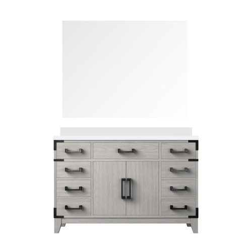 Lexora Laurel 48 inch W White Oak Vanity Cabinet, Cultured Marble Top, and 46 in Mirror - LVL48SM310
