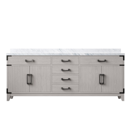 Lexora Laurel 80 inch W White Oak Double Sink Vanity Cabinet and Carrara Marble Top - LVL80DM100