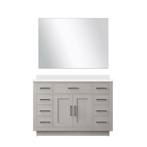 Lexora Abbey 48 inch W White Oak Vanity Cabinet White Quartz Countertop and 43 in Mirror - LVA48SM210 Lexora Abbey 48 inch W White Oak Vanity Cabinet White Quartz Countertop and 43 in Mirror - LVA48SM210