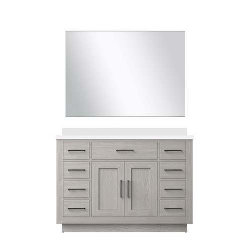 Lexora Abbey 48 inch W White Oak Vanity Cabinet Cultured Marble Countertop and 43 in Mirror - LVA48SM310