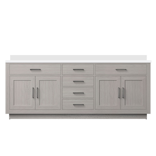 Lexora Abbey 84 inch W White Oak Double Sink Vanity Cabinet and Cultured Marble Top - LVA84DM300