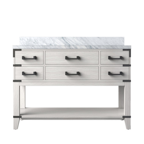 Lexora Norwalk 48 inch W White Oak Vanity Cabinet and Carrara Marble Top - LVN48SM100