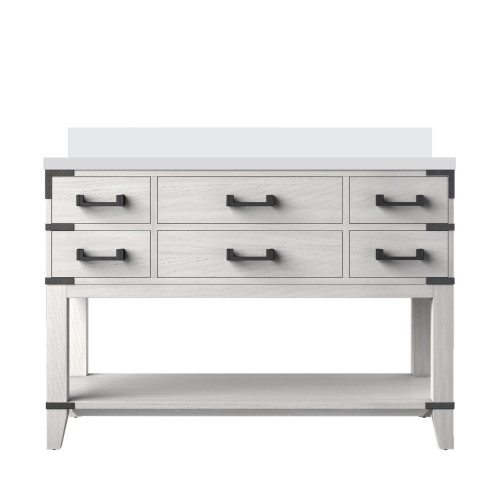 Lexora Norwalk 48 inch W White Oak Vanity Cabinet and Cultured Marble Top - LVN48SM300