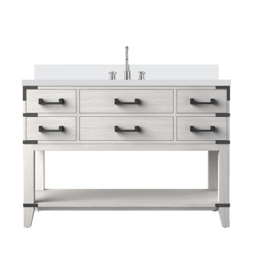 Lexora Norwalk 48 inch W White Oak Vanity Cabinet, Cultured Marble Top, and Faucet Set - LVN48SM301