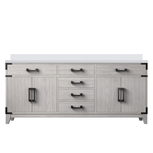 Lexora Laurel 72 inch W White Oak Double Sink Vanity Cabinet and White Quartz Top - LVL72DM200