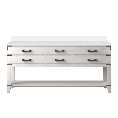 Lexora Norwalk 72 inch W White Oak Double Sink Vanity Cabinet and Cultured Marble Top - LVN72DM300