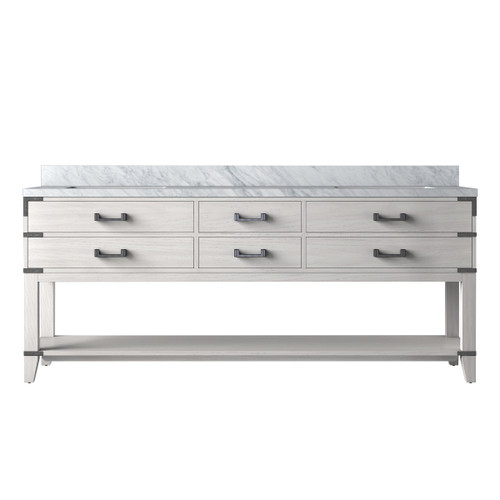 Lexora Norwalk 80 inch W White Oak Double Sink Vanity Cabinet and Carrara Marble Top - LVN80DM100