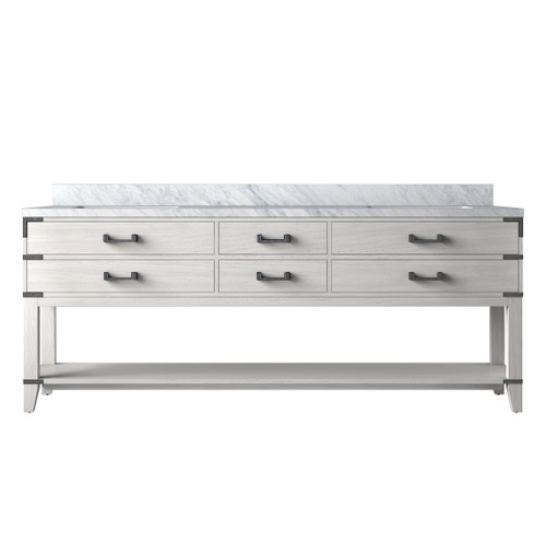 Lexora Norwalk 84 inch W White Oak Double Sink Vanity Cabinet and Carrara Marble Top - LVN84DM100