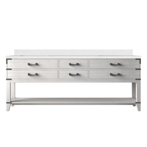 Lexora Norwalk 84 inch W White Oak Double Sink Vanity Cabinet and Cultured Marble Top - LVN84DM300
