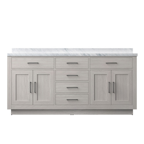 Lexora Abbey 72 inch W White Oak Double Sink Vanity Cabinet and Carrara Marble Top - LVA72DM100
