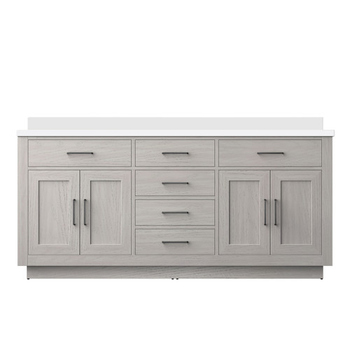 Lexora Abbey 72 inch W White Oak Double Sink Vanity Cabinet and Cultured Marble Top - LVA72DM300