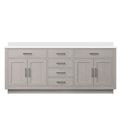 Lexora Abbey 80 inch W White Oak Double Sink Vanity Cabinet and White Quartz Top - LVA80DM200
