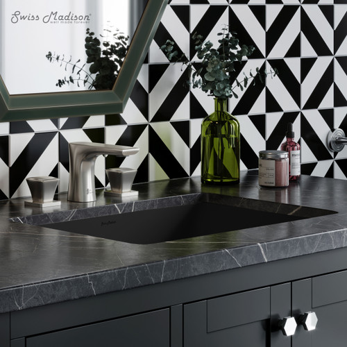 Swiss Madison SM-UM623MB Plaisir 22" Ceramic Undermount Bathroom Sink in Matte Black