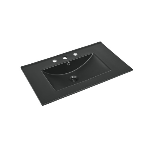Swiss Madison SM-VT230-3MB 30" Vanity Top Bathroom Sink With 3 Holes in Matte Black