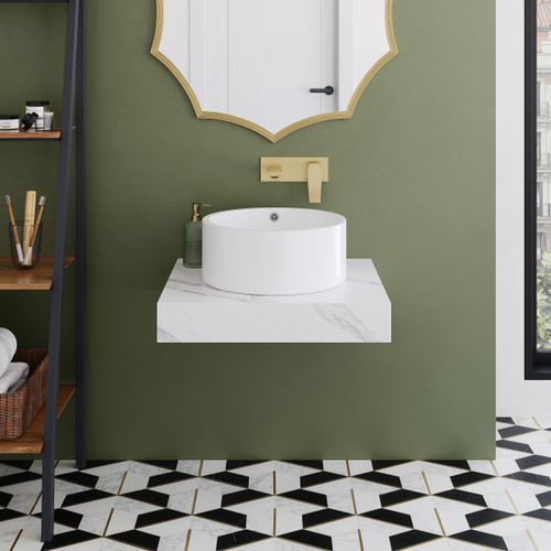 Swiss Madison SM-WSM600-SH Monaco 24" Floating Bathroom Shelf - White Marble(SM-VS252)