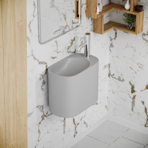 Swiss Madison SM-WS340E Terre 17.5" Right Side Faucet Wall-Mount Bathroom Sink in Pashmina Grey