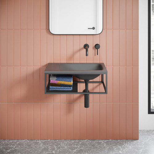 Swiss Madison SM-WSC112E Lisse 24" Rectangle Concrete Wall-Mount Bathroom Sink - Dark Grey