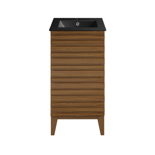 Swiss Madison SM-BV560WNMB Cascade 18" Brown Oak Bathroom Vanity With Black Ceramic Sink Top