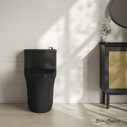 Swiss Madison SM-1T128MB Bastille One-Piece 12" Rough-in 1.1/1.6 GPF Dual Top Flush Elongated Toilet - Matte Black Swiss Madison SM-1T128MB Bastille One-Piece 12" Rough-in 1.1/1.6 GPF Dual Top Flush Elongated Toilet - Matte Black