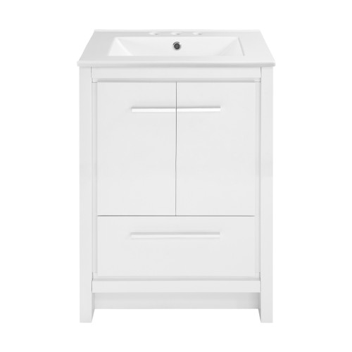Swiss Madison SM-BV730W-3 Virage 24 in. White Bathroom Vanity With White, 3-Hole Ceramic Sink Top