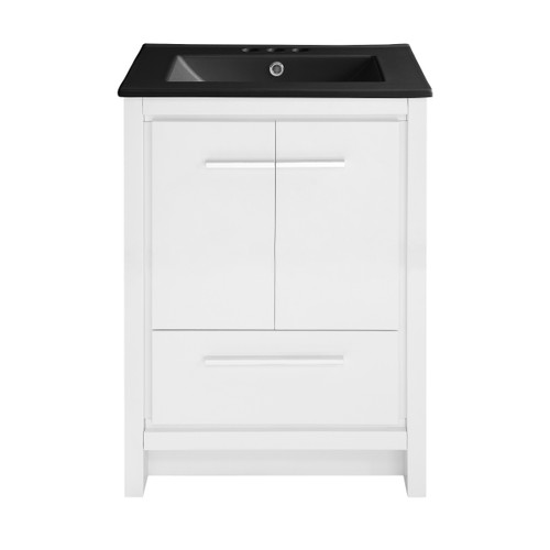 Swiss Madison SM-BV730W-3MB Virage 24" White Bathroom Vanity With Black, 3-Hole Ceramic Sink Top