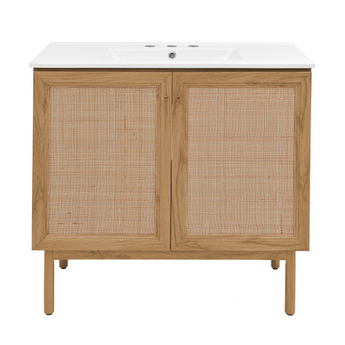 Swiss Madison SM-BV663-3 Classe 36 in. Brown Bathroom Vanity With White, 3-Hole Ceramic Sink Top