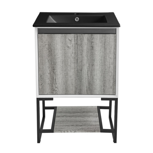Swiss Madison SM-BV142MB Marseille 24" Gray Oak Bathroom Vanity With Black Ceramic Sink Top