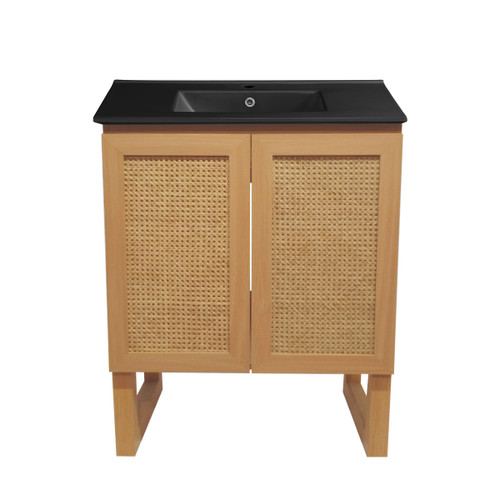 Swiss Madison SM-BV810MB Arles 30 in. Natural Oak Bathroom Vanity With Black Ceramic Sink Top