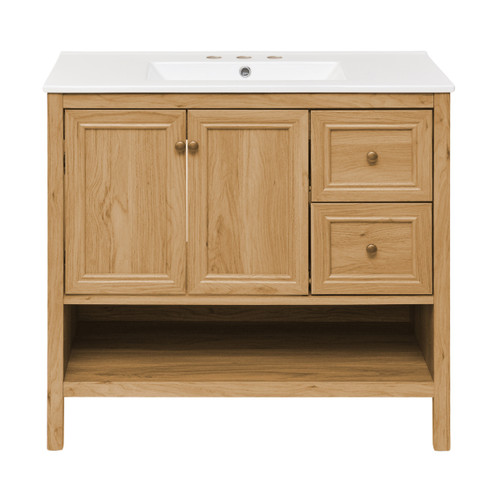 Swiss Madison SM-BV241-3 Château 36" Freestanding Bathroom Vanity in Golden Oak with 3-Hole Widespread Sink Top