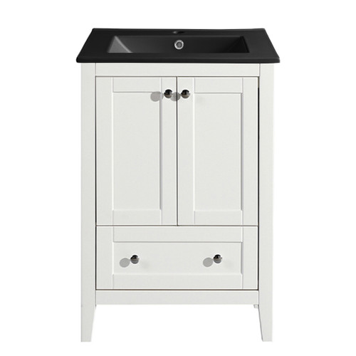 Swiss Madison SM-BV412MB Cannes 24" White Bathroom Vanity With Black Ceramic Sink Top