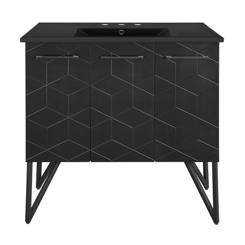 Swiss Madison SM-BV261B-3MB Annecy 36" Phantom Black Bathroom Vanity With Black, 3-Hole Ceramic Sink Top