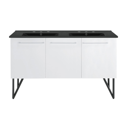 Swiss Madison SM-BV216D-3MB Annecy 60" White, Double Sink Bathroom Vanity With Black, 3-Hole Artificial Stone Sink Top Swiss Madison SM-BV216D-3MB Annecy 60" White, Double Sink Bathroom Vanity With Black, 3-Hole Artificial Stone Sink Top