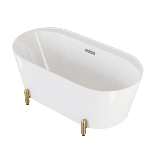 Swiss Madison SM-FB1002BG Monaco 59" Freestanding Bathtub with Brushed Gold Stand