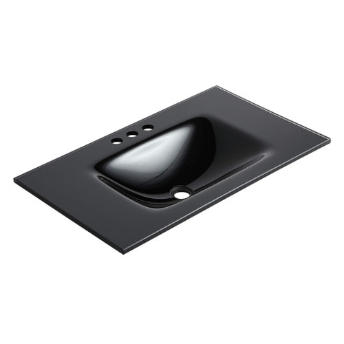 Fine Fixtures Black 30" x 19" Serenity Vanity Sink With Integrated Countertop - 3 Holes 8" Spread - VG3018BL-8