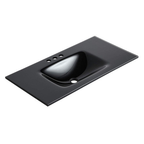 Fine Fixtures Black 36" x 19" Serenity Vanity Sink With Integrated Countertop - 3 holes 8" spread - VG3618BL-8