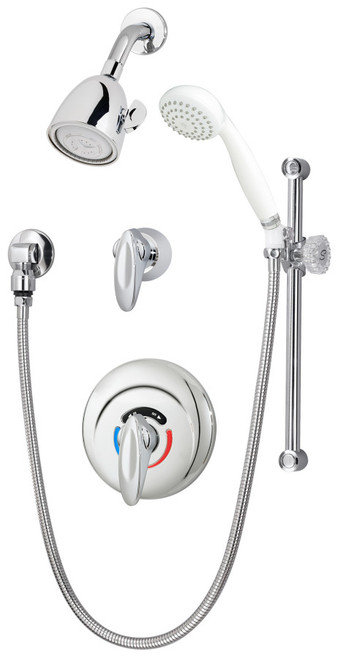Symmons Safetymix Shower Faucet Trim with Slide Bar Handshower, Chrome - 1-117-FS-B30-1.5-TRM