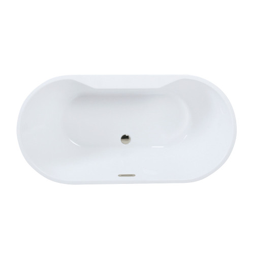 Kingston Brass 55" Acrylic Oval Double Ended Freestanding Tub with Drain, Glossy White/Polished Nickel - VTDE552823C426