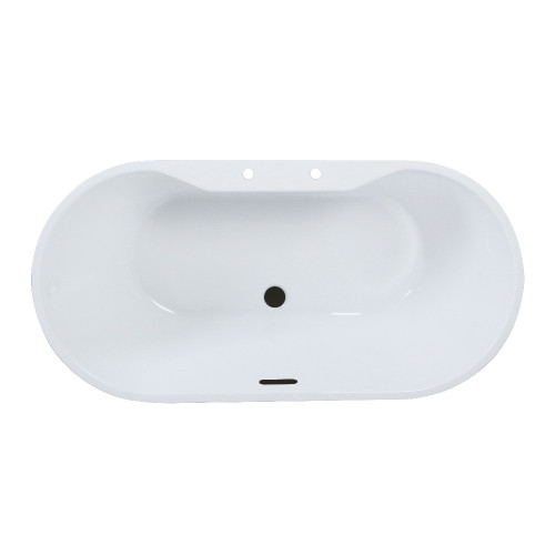 Kingston Brass 59" Acrylic Oval Double Ended Freestanding Tub with Drain, Glossy White/Matte Black - VT7DE593023C420