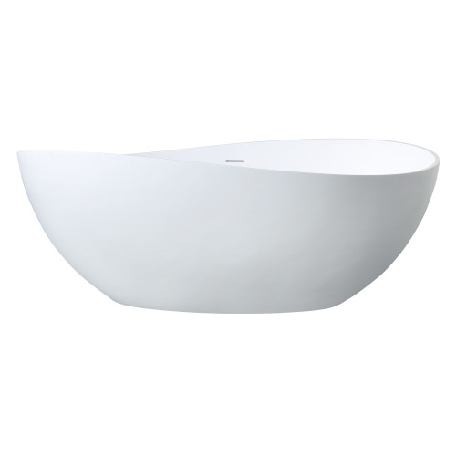 Kingston Brass 63" Solid Surface Oval Double Slipper Freestanding Tub with Drain, Matte White - VRTOV633724