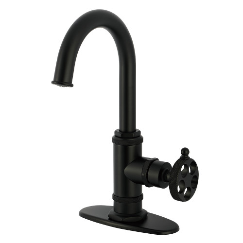 Kingston Brass Webb Single-Handle Bar Faucet with Knurled Handle, Matte Black - KSD8500RKX