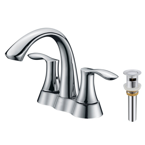 Oakland 6" High Two Handles Bathroom Sink Faucet with Pop Up Drain, Polished Chrome - KSB4231C