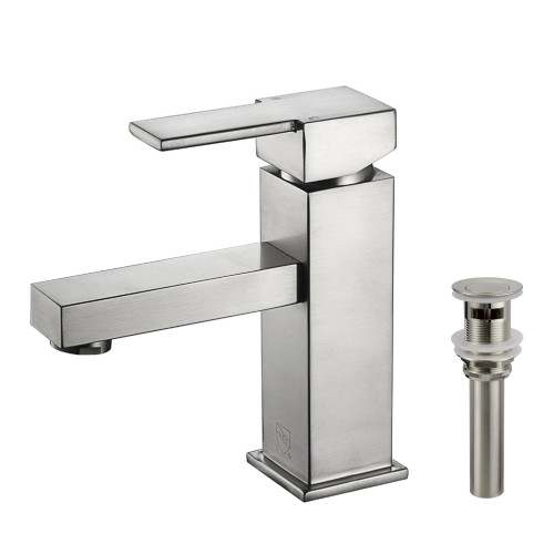 Oakland 6" High Single Handle Bathroom Sink Faucet with Pop Up Drain, Brushed Nickel - KSB1132BN