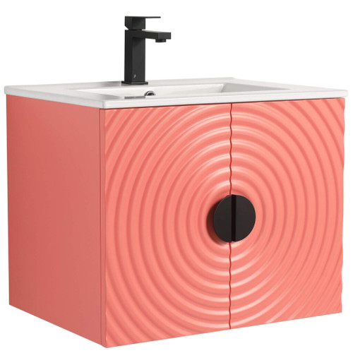 Fine Fixtures Pellabay Wall Hung Vanity Cabinet With Sink 24" Wide - Coral Pink - PL24CP