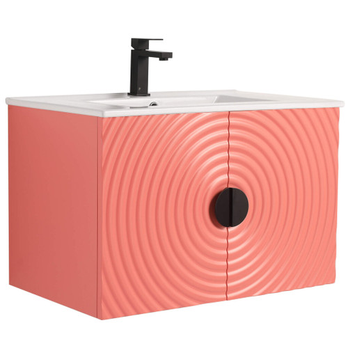 Fine Fixtures Pellabay 30 Inch Wall Hung Vanity Cabinet With Sink - Coral Pink - PL30CP