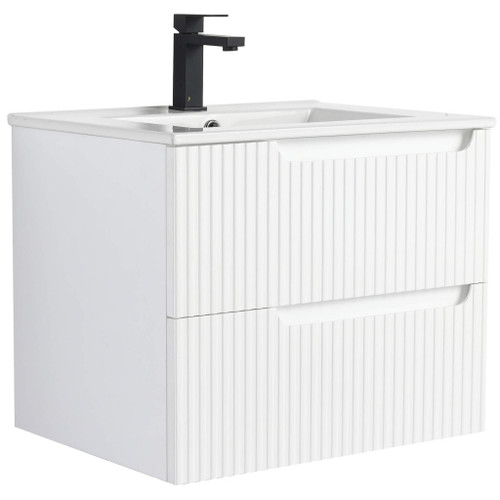 Fine Fixtures Citiscape Wall Hung Vanity Cabinet With Sink 24" Wide, White- CT24WH