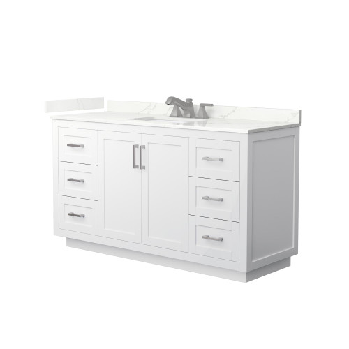 Wyndham Miranda 60 Inch Single Bathroom Vanity in White, Giotto Quartz Countertop, Undermount Square Sink (3-Hole), Brushed Nickel Trim - WCF292960SWHGTUS3MXX Wyndham Miranda 60 Inch Single Bathroom Vanity in White, Giotto Quartz Countertop, Undermount Square Sink (3-Hole), Brushed Nickel Trim - WCF292960SWHGTUS3MXX