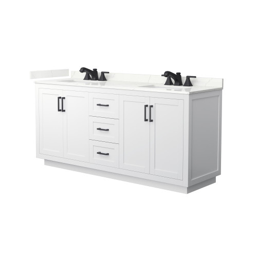 Wyndham Miranda 72 Inch Double Bathroom Vanity in White, Giotto Quartz Countertop, Undermount Square Sinks (3-Hole), Matte Black Trim - WCF292972DWBGTUS3MXX