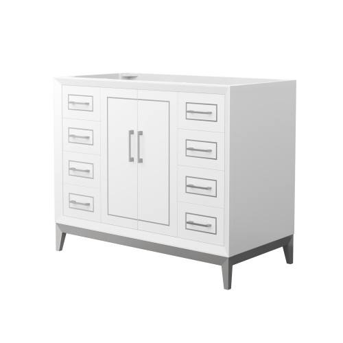 Wyndham Marlena 42 Inch Single Bathroom Vanity in White, No Countertop, No Sink, Brushed Nickel Trim - WCH515142SWHCXSXXMXX
